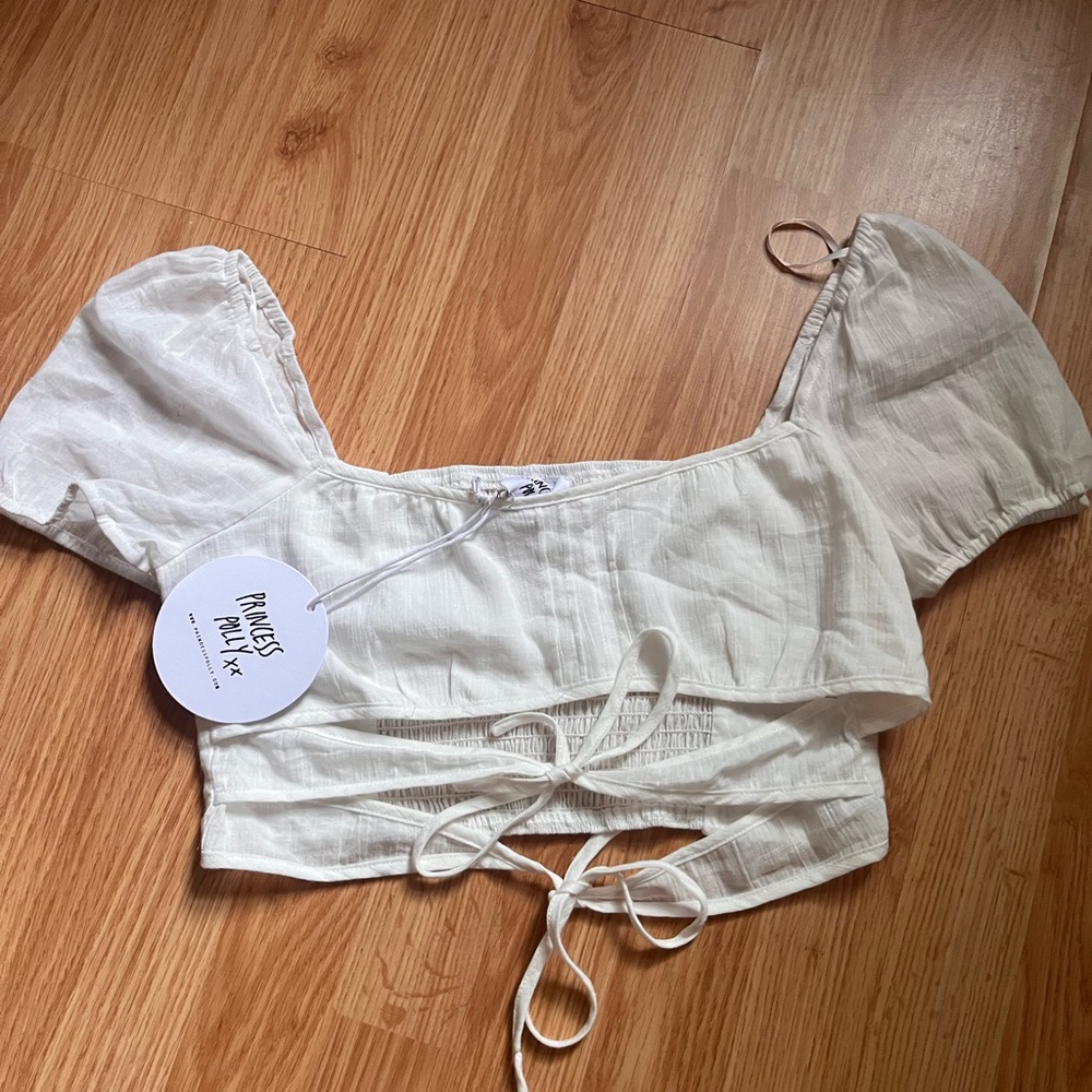 Princess Polly Cream Puff Sleeve Crop Blouse